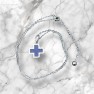 Stainless Steel Dark Blue Greek Cross Necklace