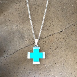 Turquoise Blue Greek Cross...