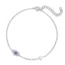 925 Sterling Silver Rhodium-Plated Bracelet with Blue Evil Eye & Cross Charm