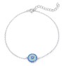 925 Sterling Silver Rhodium-Plated Bracelet with Blue Opal Evil Eye Disc & White Zircon Accents