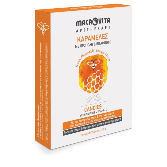 Macrovita Candies with Propolis, Vitamin C & Herbal Extracts Mountain Tea, Echinacea, Sage