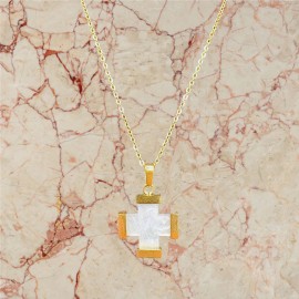 White Greek Cross Necklace...
