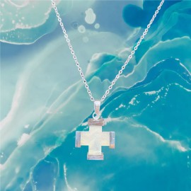 White Greek Cross Necklace...