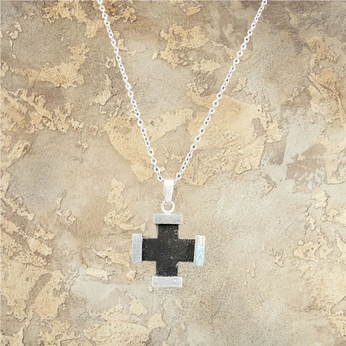 Black Greek Cross Necklace (Stainless Steel)