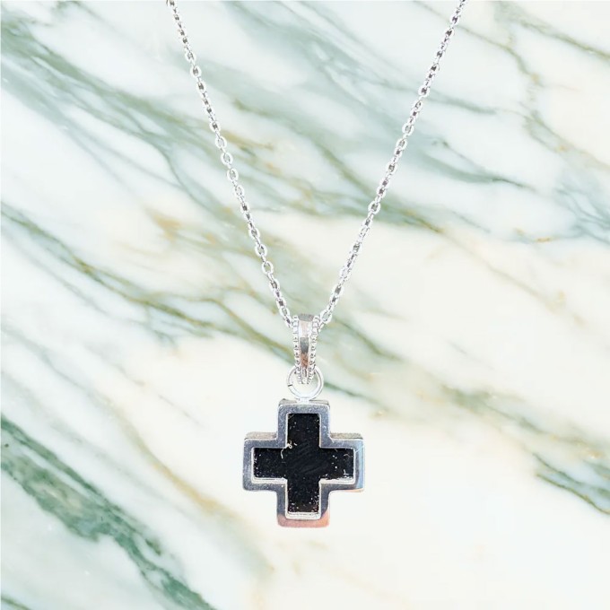 Black Greek Cross Necklace (Stainless Steel)