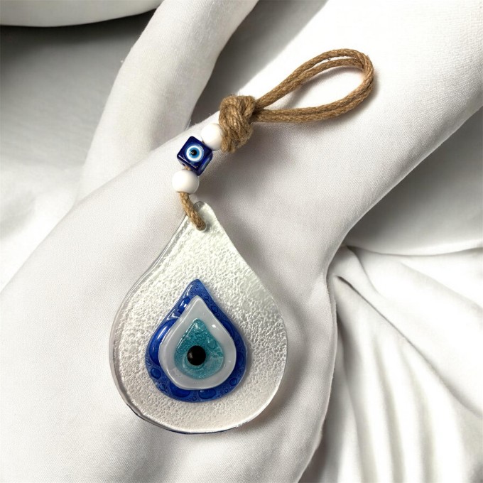 Handcrafted Tear Drop Glass Evil Eye Charm