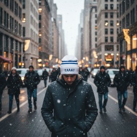 Embroidered ELLAS White Knit Beanie Hat