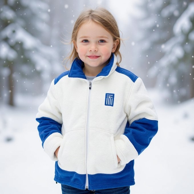 Greece Blue and White Fleece for Kids