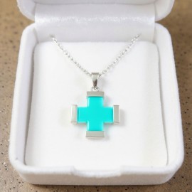 Turquoise Blue Greek Cross...