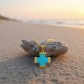Turquoise Blue Greek Cross Necklace (Gold Plated Stainless Steel)