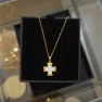 White Greek Cross Necklace (Gold Plated Stainless Steel)