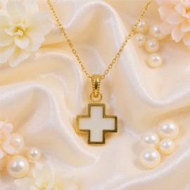 White Greek Cross Necklace...