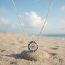 Sterling .925 Silver Necklace with Blue Enamel Circle Pendant